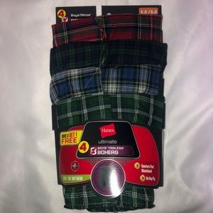 Hanes Boys 4-Pack Ultimate Tartan Boxers Sz Medium